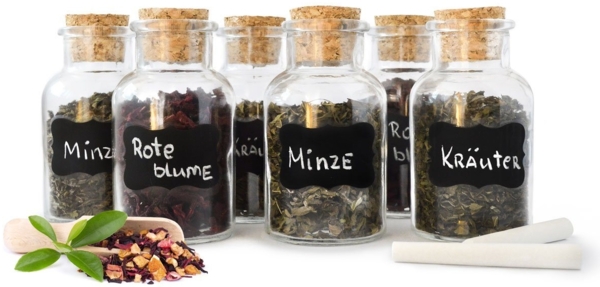 12 Gewürzgläser mit Korkverschluss 180ml Vorratsdose Gewürzdosen Glasdose