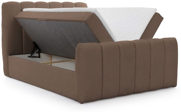 Boxspringbett Schlafzimmerbett DENIS PREMIUM 200x200cm Stoff Catch Me Braun Bild 2