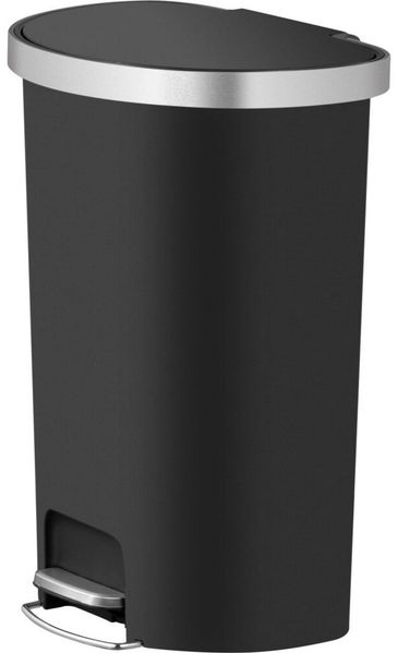 Treteimer EKO Hana schwarz Kunststoff/Edelstahl 55 l mit Rollen und Soft-Close-Funktion