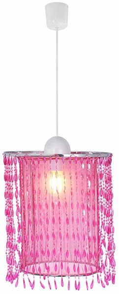 LED Hängeleuchte, Kristalle pink 22,5 cm