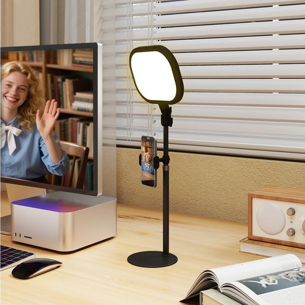HOMCOM Tischleuchte dimmbare LED-Schreibtischlampemit Telefonhalterung, 5 Farbmodi, LED, für Schlafzimmer, Arbeitszimmer, Schwarz
