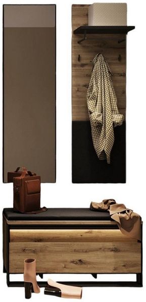Compleo Garderoben-Set LIMA (Kleiderbügel, Spiegel, Schuhschrank) Loft stil