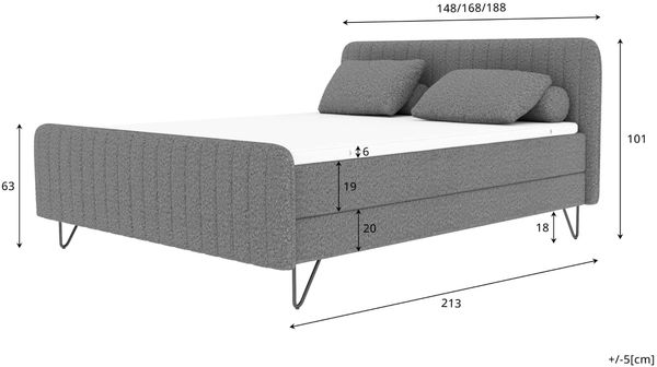 99rooms Lucio Boxspringbett mit Hocker Boucle-Stoff ANTHOLOGY Creme 180x200 cm Bild 6