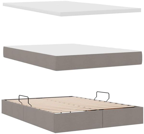 vidaXL Aufbewahrungsbett mit Matratze Taupe 140 x 200 cm Stoff 3371724 Bild 8