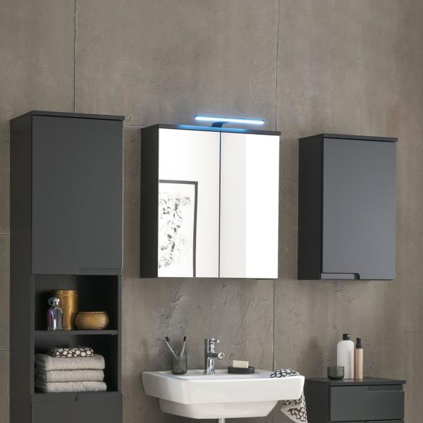 Badezimmerspiegelschrank >Spice< in Schwarz matt - 60x67x20 (BxHxT)