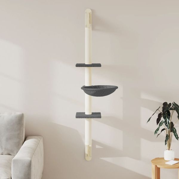 vidaXL Kratzbaum mit Kratzsäule Wandmontage Dunkelgrau 142,5 cm 172397