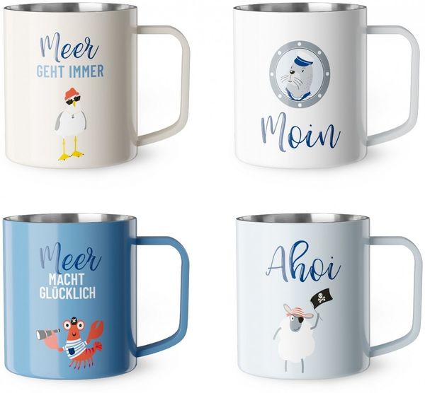 Thermobecher Thermotasse Isolierbecher Edelstahl La Vida MEERFREUNDE Schaf 538854