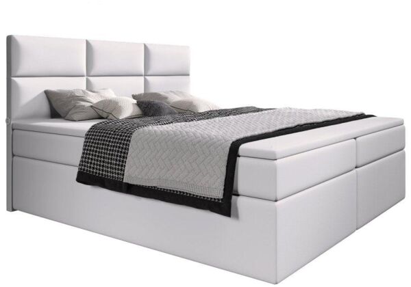 Boxspringbett Carre mit USB-Anschluss 140x200 Weiß H2 (bis 70kg)