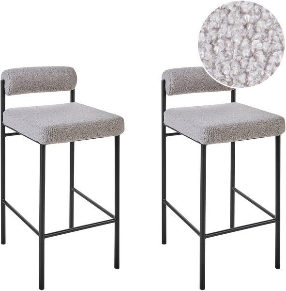 Set mit 2 Barstühlen AMAYA Bouclé Grau
