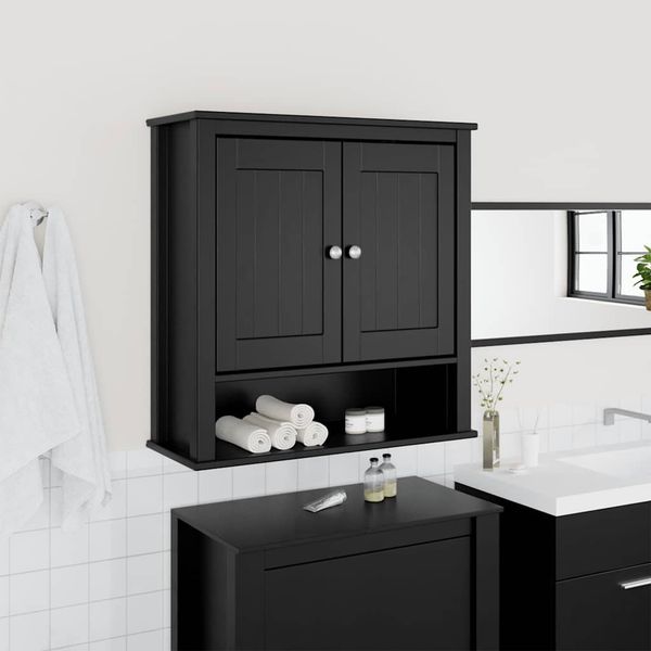 vidaXL Bad-Wandschrank BERG Schwarz 69,5x27x71,5 cm Massivholz 358551