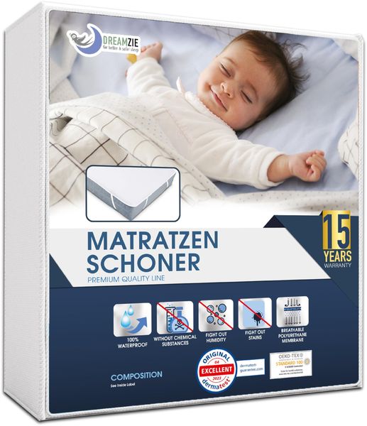 Dreamzie Matratzenschoner 60x120 cm Baby wasserdichte Matratzenauflage und Oeko-TEX Zertifiziert Atmungsaktive