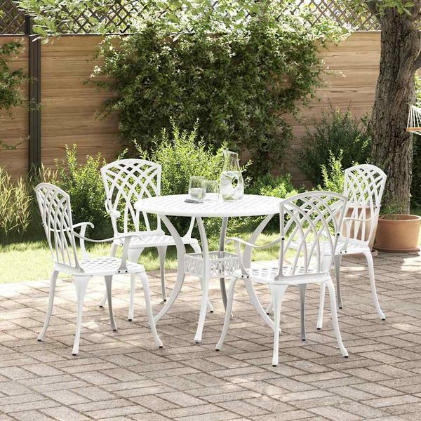 vidaXL Garten Essgruppe 5 pcs Weiß Aluminium 3334718