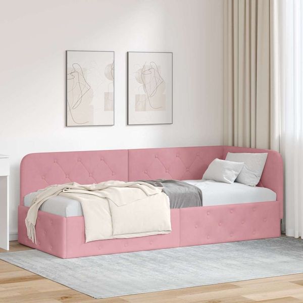 vidaXL Eckbettgestell Rosa 80 x 200 cm Samt 42016516