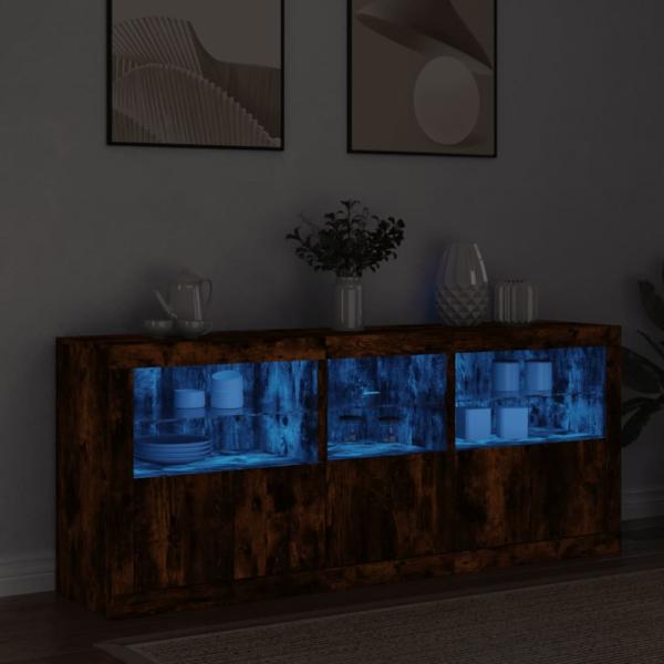 Sideboard mit LED-Leuchten Räuchereiche 162 x 37 x 67 cm