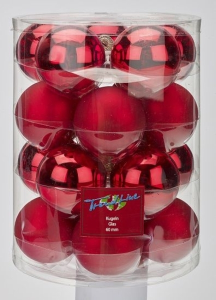 TrendLine Christbaumkugeln 20 Stk Ø 6 cm Glas Rot Weihnachtskugeln Weinhnachten