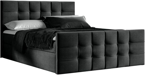 AX LIVING Boxspringbett 140x200 mit Bettkasten Ambusio in Schwarz Bild 2