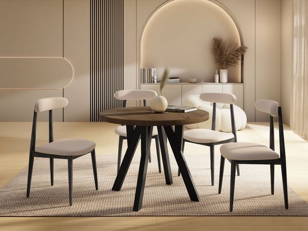 WFL GROUP Esstisch Vero ausziehbar verlängerbar rund modern mit Schwarzen Holzbeinen (MADE IN EU, XXL Groß – 80/90/100 cm ausziehbar auf 130/190/200/300 cm), platzsparender Tisch für kleine Küche, Esszimmer oder Wohnzimmer