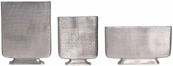 Deko Vase 3er Set Aluminium Silber Blumenvase Modern
