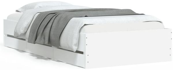 Einzelbettgestell Design für Erwachsene mit Schubladen Weiß 100x200 cm Holzwerkstoff d3778e