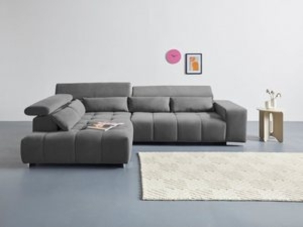 COTTA Ecksofa Orion L-Form, mit Ottomane, inklusive verstellbarer Kopfstützen und 5 Nierenkissen Bild 6