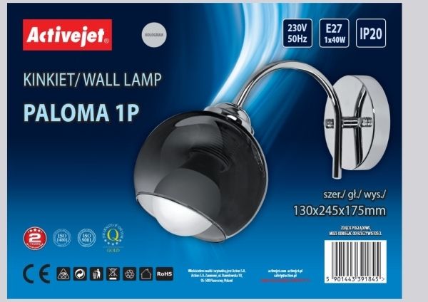 Activejet Oberfläche Sphärisch 1 Glühbirne(n) E27 IP20 Silber