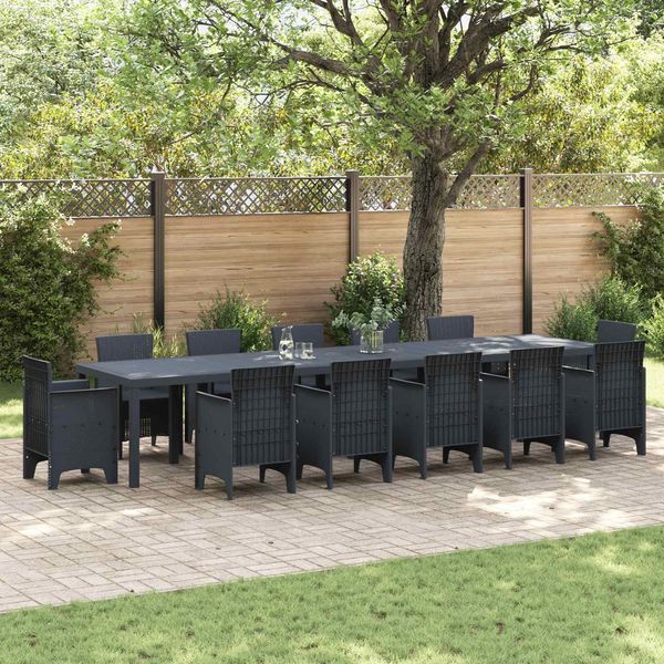 vidaXL Gartentisch Anthrazit 400 x 100 x 73 cm Poly-Rattan 3378528