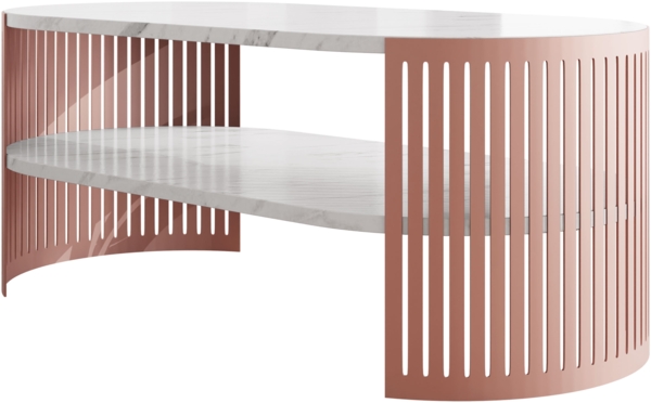 Couchtisch Fahugin Oval Ember I (Farbe: Kupfer / Bianco Marmor)