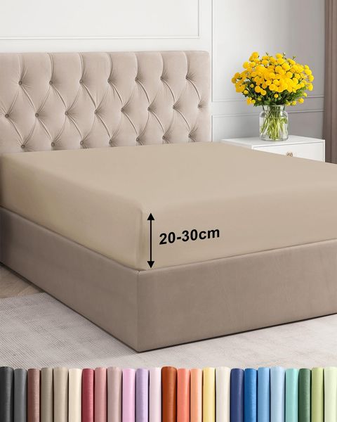 Spannbettlaken 150x200 cm Creme - 30cm (12") Tiefe Tasche - Premium Mikrofaser Spannbetttuch - Weich, Knitter- und Bügelfrei - Atmungsaktiv, Hypoallergen und Oeko-TEX Standard 100 Zertifiziert