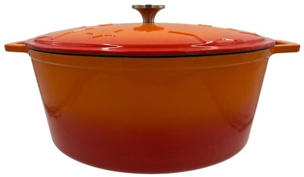 Grillfürst Dutch Oven Sternentöpfchen / Gusseisen Bräter - emailliert - L - orange