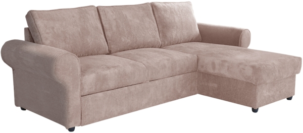 Ecksofa, Madrid Cord, mit Bettkasten und Schlaffunktion, Farbe: Poso 145