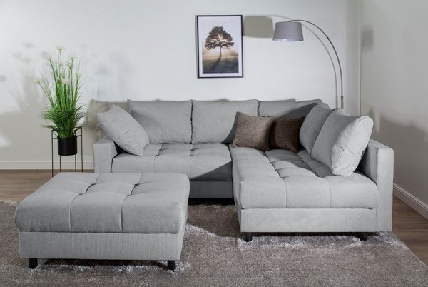 COLLECTION AB Ecksofa Toni L-Form, B: 215 cm, Set: Sofa & Hocker, 2 Zierkissen, Federkern