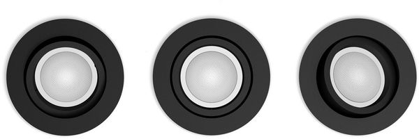 Philips Hue White & Color Ambiance Centura runde Einbauspots 3-er Pack, dimmbare Deckenlampen für das Hue Lichtsystem mit 16 Mio. Farben, smarte Lichtsteuerung über Sprache und App, schwarz Bild 3