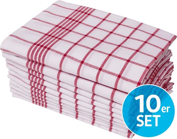 OTTO home Geschirrtuch Vivianne, Exklusiv Deal!, (Set, 10-tlg), 100% Baumwolle,70×50 cm, blau/rot -weiße, 10Stk. Set, weich, saugstark