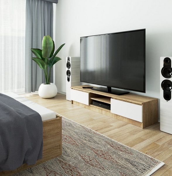 Raumhirsch Furniture Lowboard, TV-Schrank - Elegantes Design für Ihr Wohnzimmer - Fernsehtisch, 120 cm für TV bis 65", 2 Türen, 2 Böden, bis 75 kg, kratzfest