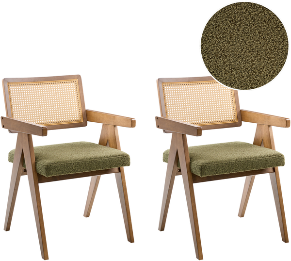 Esszimmerstuhl 2er Set AVA Holz Dunkelbraun Grün
