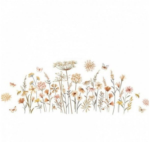 FELIXLEO Wandsticker Wandtattoo Boho Wandtattoo Wildblume Löwenzahn Schmetterling Löwenzahn (2 St)