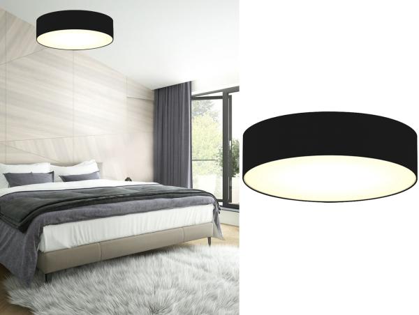 smartwares LED Deckenleuchte, Dimmfunktion, LED wechselbar, Warmweiß, große, Stoff Lampen-schirm Schwarz Design-klassiker Treppenhaus Ø 50cm