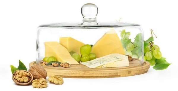 Käseglocke mit Schneidebrett 28cm Glasglocke Glashaube Kuchenglocke Made in EU Bild 4