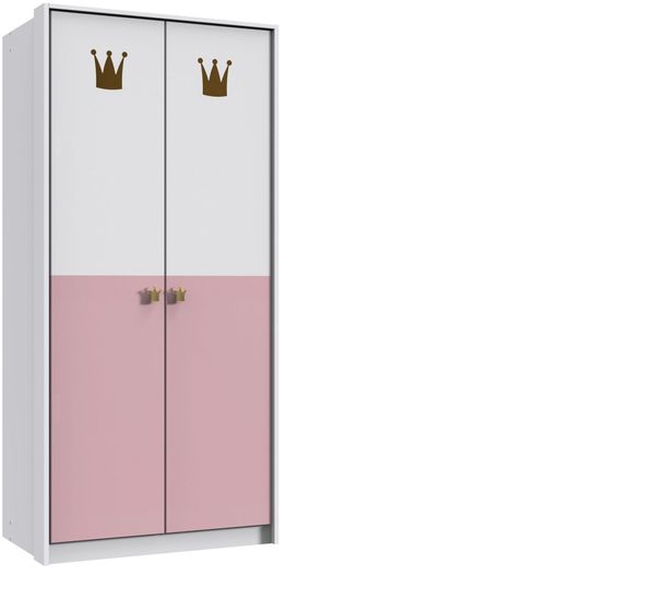 Kleiderschrank Cindy in Weiß und Rosa - Drehtürenschrank oder Schwebetürenschrank in verschiedenen Varianten wählbar - Kleiderschrank 2 türig