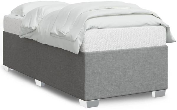 Einzelbettgestell Design für Erwachsene ohne Matratze Hellgrau 90x200 cm Stoff d5049e