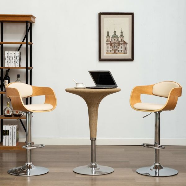 vidaXL Barhocker 2 Stk. Creme Bugholz und Kunstleder [3052714]
