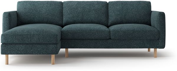 Micadoni Ecksofa Eden Groß 3-Sitzer Links Strukturierter Stoff Grün Blau Melange