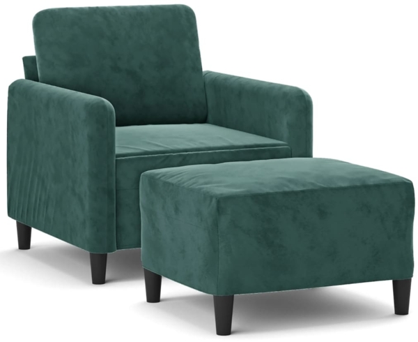 vidaXL Sessel mit Hocker Dunkelgrün 60 cm Samt 3201166