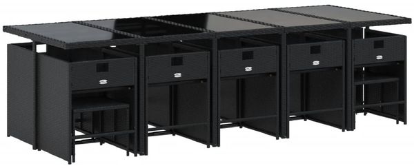 vidaXL 15-tlg. Garten-Essgruppe mit Kissen Schwarz Poly Rattan 3277938 Bild 3