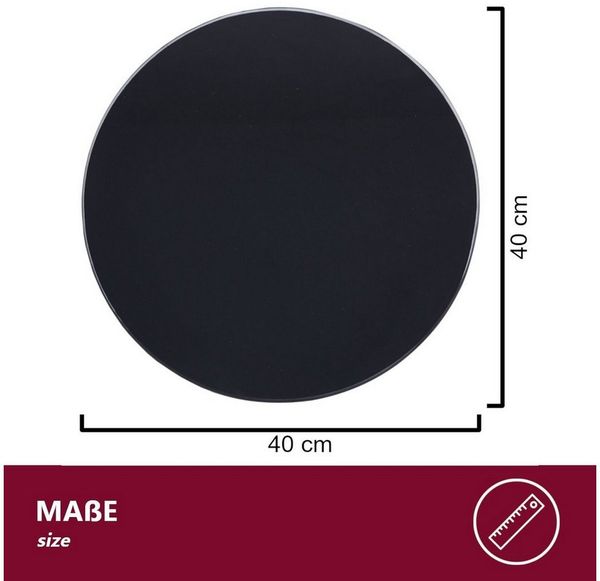HOOZ Servierplatte Glasablage Ø 40 cm Sicherheitsglas 6mm – Tisch & Deko Rund Schwarz, ESG Glas, (Dekoplatte Glas, 1-tlg, pflegeleichte Glasplatte), Präsentationsplatte, Käseplatte, Tortenplatte, Glas Tablett für Feiern