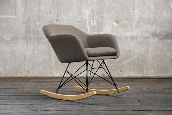 KAWOLA Schaukelstuhl Stella Schaukelsessel Esszimmerstuhl Stoff braun 73 x 75 x 62 cm