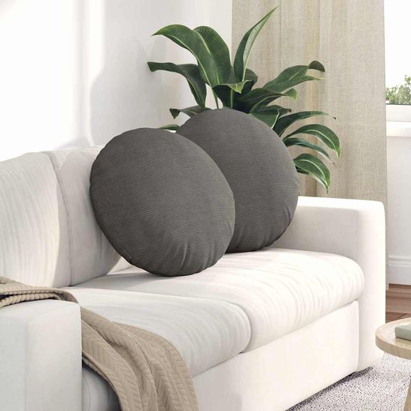 vidaXL Sitzkissen 2 pcs Hellgrau Ø50 x 19 cm Cordstoff 42014186