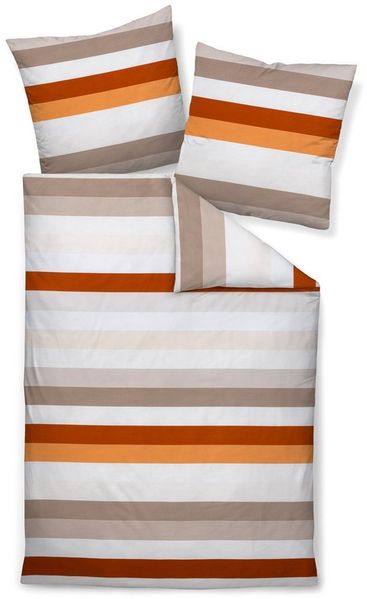 Janine Bettwäsche Palermo, Mako-Satin, 2 teilig, Streifen beige rost orange