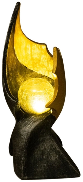 LED Solarleuchte, Flammen-Optik, Feuer-Effekt, Glas, H 36 cm