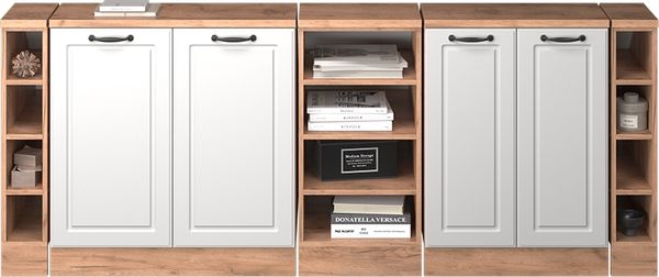 Küchenschrank für Dachschrägen R-Line Weiß Landhaus 210 cm 5er Set Schrankkorpuss 60 cm Tiefe Vicco Bild 5